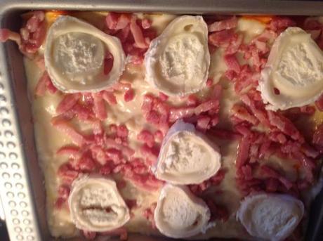 Lasagnes chèvre-lardons-tomates Lasagnes chèvre-lardons-tomates