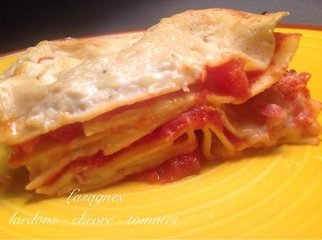 Lasagnes chèvre-lardons-tomates Lasagnes chèvre-lardons-tomates