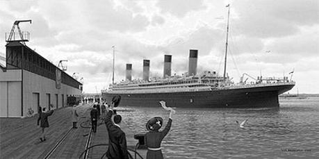 Le Titanic quittant le port de Southampton pour sa croisière inaugurale