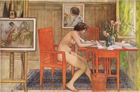 4 Le Mannequin du Peintre 1906 Carl Larsson Model Writing Postcards Leontine Lindstrom