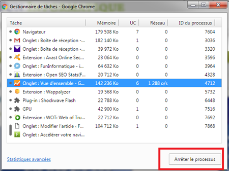 Accélérer votre navigateur en libérant de la mémoire interface-gestionnaire-taches-chrome