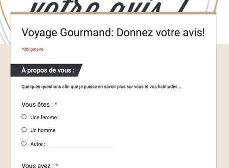 Donnez votre avis sur le blog ! (Petit sondage) Sondage Voyage Gourmand