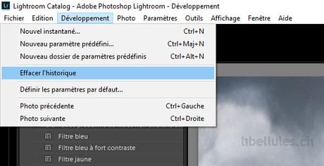 2 astuces pour optimiser Lightroom - Effacer l'historique