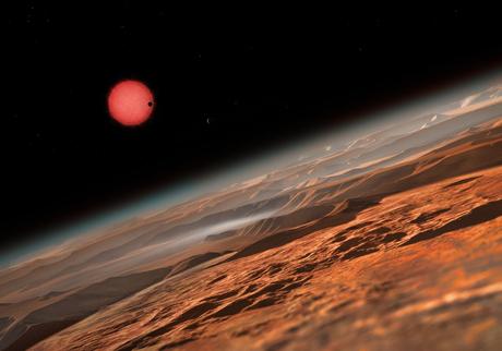 Illustration du système de la naine rouge pâle et froide TRAPPIST-1