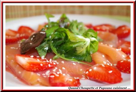 CARPACCIO DE SAUMON FUME, KETCHUP DE FRAISE carpaccio de saumon fumé, ketchup de fraise-3249
