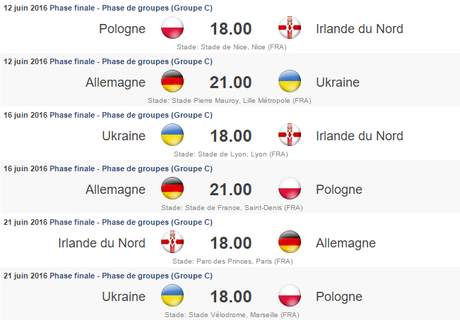 Calendrier - Groupe C