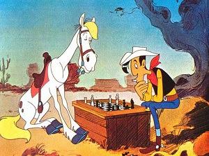 Un cheval intelligent de bande dessinée créé par Morris sait forcément jouer aux échecs - Photo © Chess & Strategy