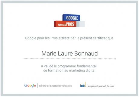 Obtention du certificat Google Pour les Pros : Programme fondamental de formation au marketing digital