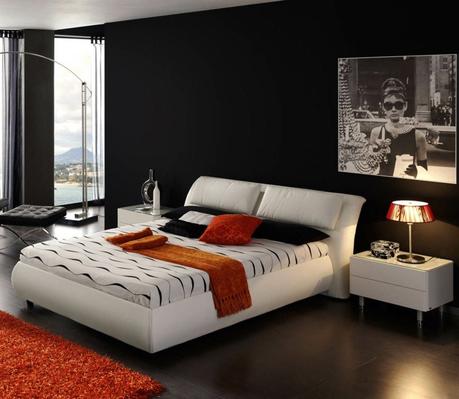 Une chambre Zen pour la/le célibataire zimmer streichen ideen schlafzimmer modern schwarz wand weiss bett