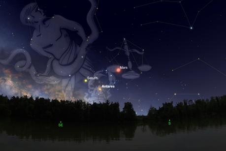 Mars est au plus près de la Terre le 30 mai Ciel nocturne en direction du sud-est le 30 mai vers 23h30