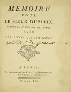 « Mémoire pour le sieur Dupleix de Gennes » « Mémoire pour le sieur Dupleix de Gennes »
