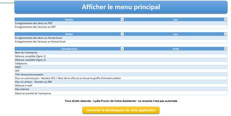 Application Gérez vos devis et factures avec Excel Application Gérez vos devis et factures avec Excel