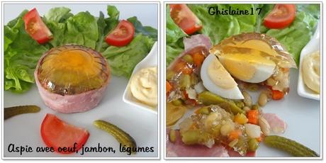 Aspic avec oeuf, jambon, légumes Aspic avec oeuf, jambon, légumes