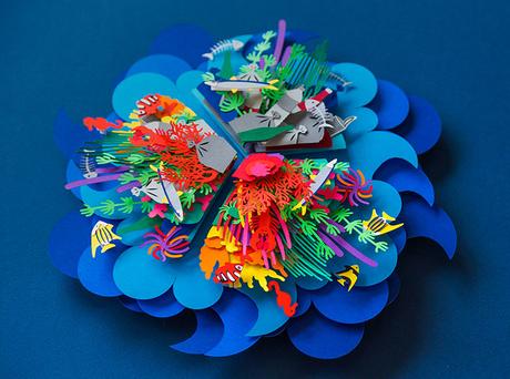 Colorful paper set design by Aline Houdé-Diebolt