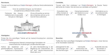 Trouver un emploi en Allemagne avec Emploi-Allemagne, la bourse franco-allemande de l’emploi ! Trouver un emploi en Allemagne avec Emploi-Allemagne, la bourse franco-allemande de l’emploi !