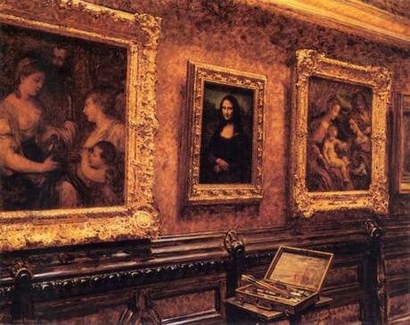 …Apollinaire a été soupçonné du vol de la Joconde ? 754px-Louis_Beroud_-_Mona_Lisa_au_Louvre_1911