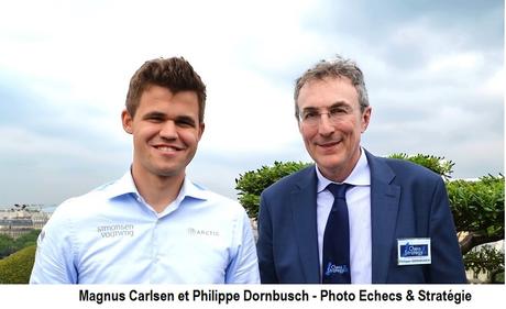 Le champion du monde d'échecs Magnus Carlsen en compagnie de Philippe Dornbusch - Photo © Chess & Strategy