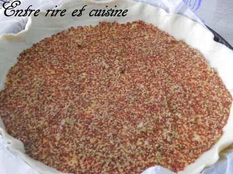 Quiche au jambon mouliné, moutarde à l'ancienne et petits pois Quiche au jambon mouliné, moutarde à l'ancienne et petits pois