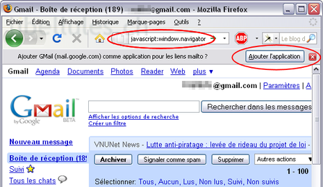 Astuce Firefox 3 : utiliser GMail en cliquant sur une adresse mail