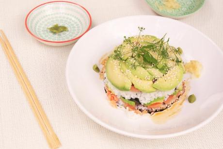 Sushi Millefeuille Saumon Avocat - Recette japonaise © Balico & co