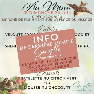 DIMANCHE 26 JUIN, RETROUVEZ SUZETTE LA CAMIONNETTE SUR LE MARCHé DE PECHBONNIEU DIMANCHE 26 JUIN, RETROUVEZ SUZETTE LA CAMIONNETTE SUR LE MARCHé DE PECHBONNIEU