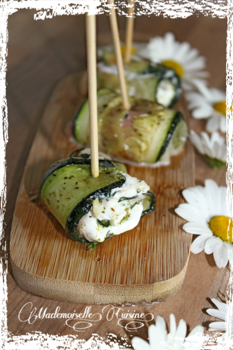 Roulades d'Aubergine et de Courgettes Roulades d'Aubergine et de Courgettes, au chèvre et jambon sec