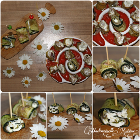 Roulades d'Aubergine et de Courgettes Roulades d'Aubergine et de Courgettes, au chèvre et jambon sec