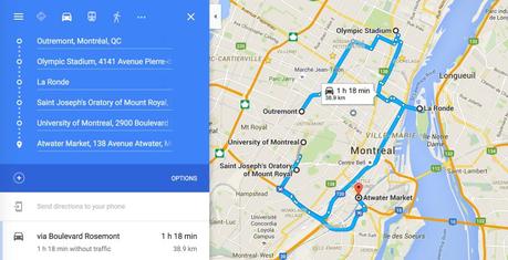 Google Maps sur Android permet les itinéraires avec de multiples destinations