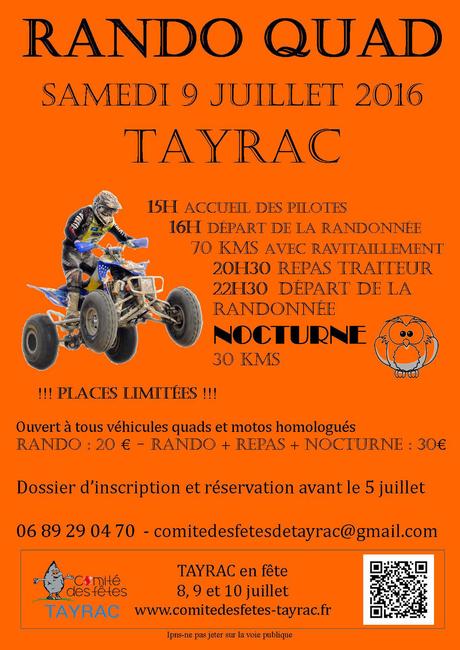 Rando moto et quad du comité des fêtes de Tayrac (47), le 9 juillet 2016