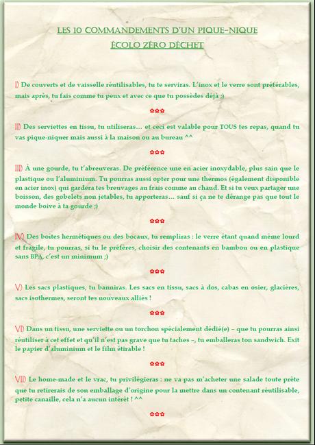 Les 10 commandements d'un pique-nique écolo zéro déchet Les 10 commandements d'un pique-nique écolo zéro déchet