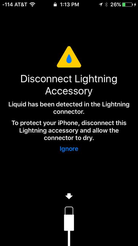 iOS 10 détecte si le port Lightning a été en contact avec un liquide