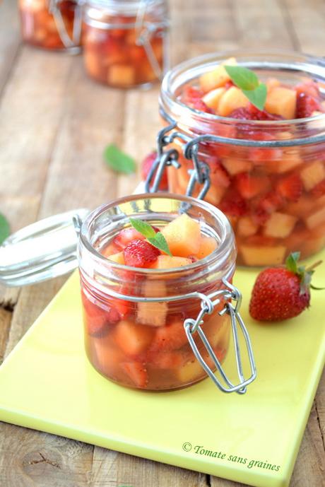 Soupe de melon et fraises {sirop à la vanille & sauge ananas} Soupe de melon et fraises