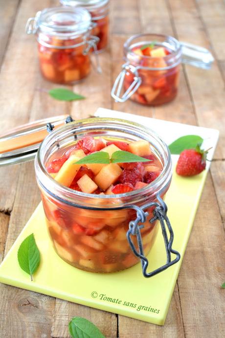 Soupe de melon et fraises {sirop à la vanille & sauge ananas} Soupe de melon et fraises
