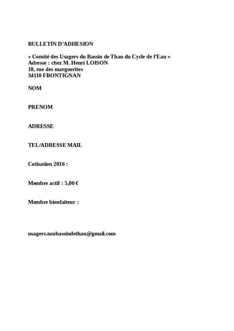 Le mot du Président… bulletin d'adhésion