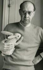 Philip Larkin with a toy rabbit in 1964 when the poet was 42