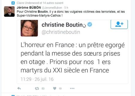 Le tweet non retiré de Christine Boutin