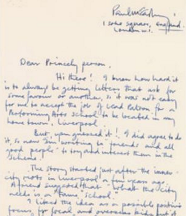 Une lettre de Paul McCartney destinée à Prince vendue aux enchères pour 15 000 $