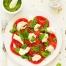 Tomates mozzarella bio : 9 idées de présentations originales Tomates mozzarella : présentez-les en carpaccio !
Pour une présentation élégante et légère, optez pour le carpaccio de tomates et mozzarella.
Ébouillantez les tomates puis pelez-les. Coupez de très fines tranches et placez-les de manière à ce qu'elles recouvrent l'assiette. Coupez ensuite de très fines tranches de mozzarella et disposez-les sur le dessus. Versez ensuite un peu d' huile d'olive bio vierge exra douce et parsemez de quelques feuilles de basilic.
Astuce gourmande : pour colorer votre assiette et apporter encore plus de goût, servez votre carpaccio de tomates mozzarella avec un pesto de basilic ! Pour préparer celui-ci au mixeur, vous avez besoin de :
Ingrédients (pour 6 personnes) :
- gros sel - 3 gros bouquets de basilic frais bio à grandes feuilles - 3 gousses d'ail - 50 g de pignons de pin - 4 cuillères à soupe de pecorino (ou de parmesan) - 15 cl d'huile d'olive bio