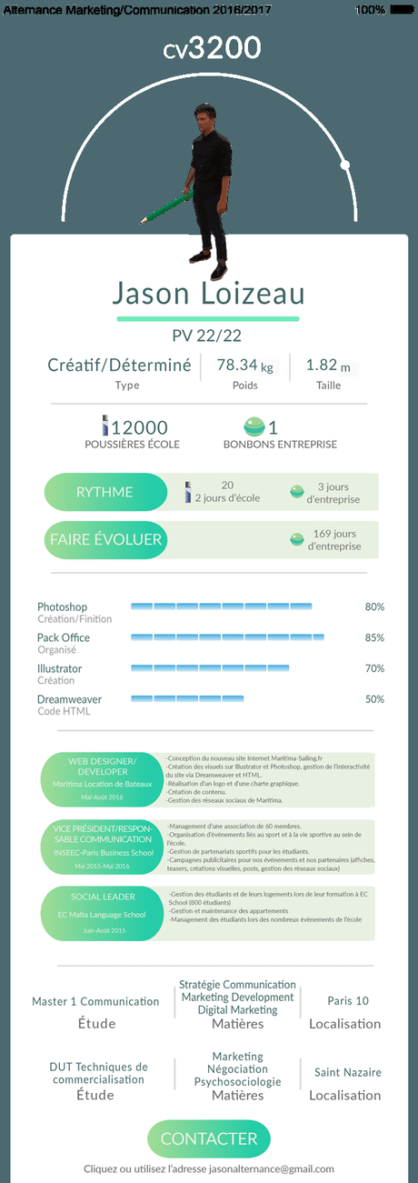 Il présente son CV sous la forme d’une carte POKÉMON GO ! CV-final-2-reduit