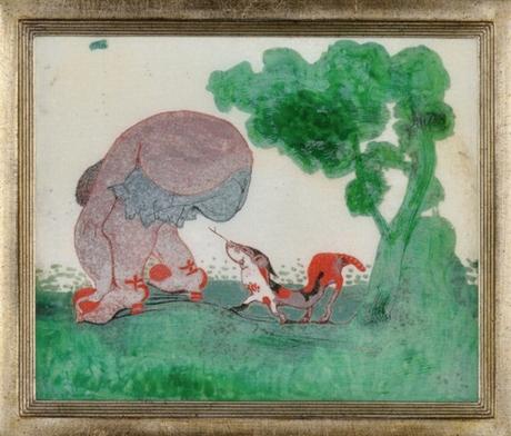 Klee, Jeune fille se baissant suivie par un basset ressemblant à un serpent 1906