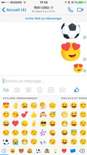 Des emoji géants sur Messenger