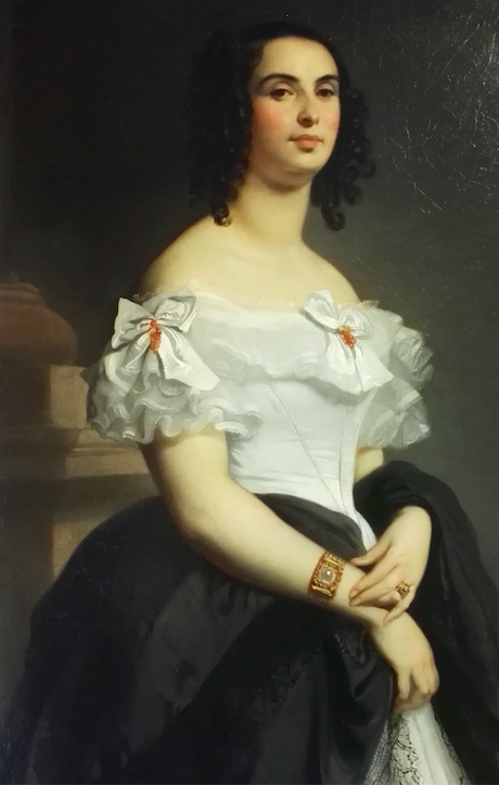 Adèle Foucher, mère d'Adèle Hugo, en 1839 par Louis Boulanger (maison de Victor Hugo, détail)