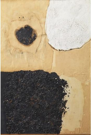 Alberto Burri, Combustione, 1960 100 X70 cm papier, acrylique, colle et combustion sur toile 