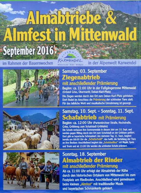 Désalpe et marché paysan en septembre à Mittenwald, Krün et Wallgau