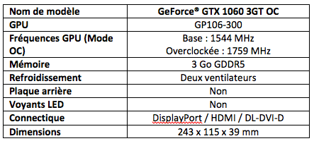Nouvelle carte graphique MSI GeForce GTX 1060 3G nouvelle carte graphique MSI GeForce GTX 1060 X 3G caracteristiques 3