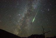 A brilliant Perseid meteor streaks along the Summer Milky Way as seen from Cinder Hills Overlook at Sunset Crater National Monument—12 August 2016 2:40 AM (0940 UT). It left a glowing ion trail that lasted about 30 seconds. The camera caught a twisting smoke trail that drifted southward over the course of several minutes. © Jeremy Perez