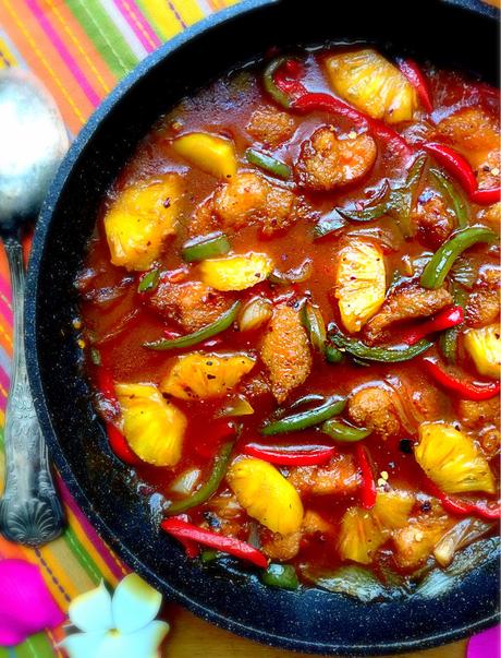 Lotte sauce aigre-douce à la sino-mauricienne aux poivrons et ananas Victoria ! Lotte sauce aigre-douce