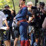 FIRST ON SET PHOTOS - Tyler Hoechlin suits up as Superman as he films scenes for Supergirl in Vancouver
