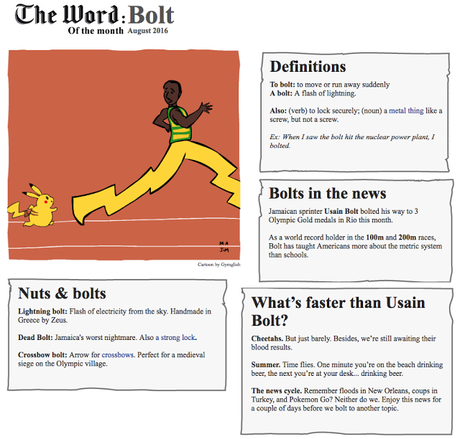 The Word of the Month (AUGUST 2016) :  BOLT