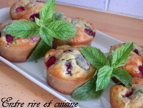 Muffins menthe framboises pour "Recettes autour d’un ingrédient #20"